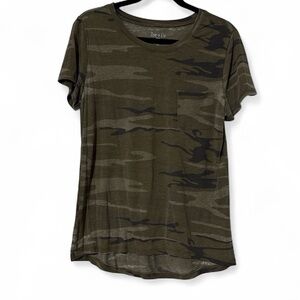 Zoe + Liv Olive and Black Camo Short Sleeve Tee